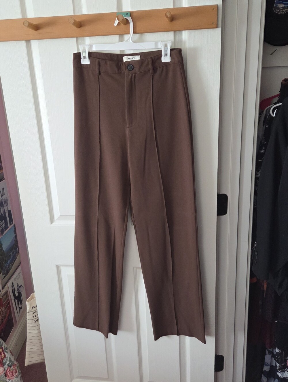 Pull & Bear High Waist Straight Leg Trousers - Picture 2 of 7